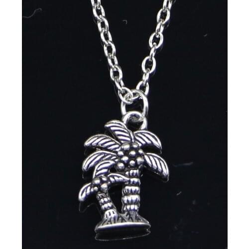 20pcs New Fashion Necklace 18x13mm palm tree coconut Pendants Short Long Women Men Colar Gift Jewelry Choker