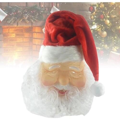 2021 Merry Christmas Santa Claus Costume Latex Mask Outdoor Cute Santa Claus Costume Masquerade Wig Beard Dress Up Party Cosplay