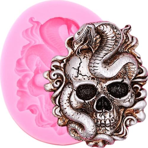 3D Skull Snake Silicone Molds Soap Resin Clay Mould DIY Halloween Fondant Cake Decorating Tools Candy Chocolate Gumpaste Moulds
