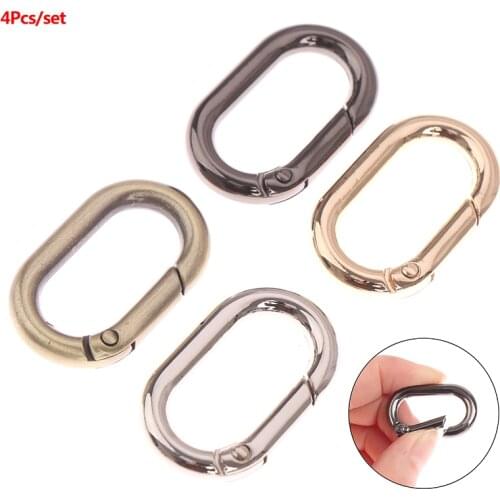 4/5pcs Metal Oval Round Ring Snap Hook Spring Gate Trigger Clasps Clips For Leather Craft Belt Strap Webbing Keychain Hooks