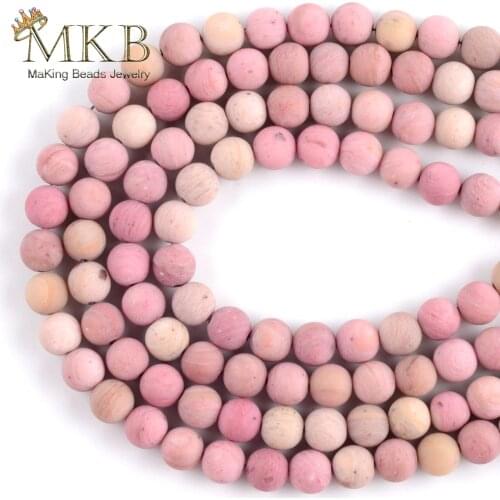 4mm-12mm Natural Dull Polished Rhodonite Stone Round Spacer Beads For Jewelry Making DIY Bracelet Necklace Loose Jewellery Beads