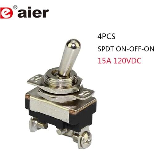 4pcs Auto Switch 12MM 15A 120VDC SPDT Automotive 3 Pin Toggle Switch ON-OFF-ON Screw Terminals for Car Motorcycle Sedan SUV