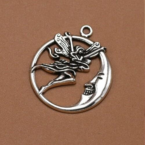 4pcs Charms Butterfly Fairy Moon Angel 30x25mm Tibetan Silver Color Pendants Antique Jewelry Making DIY Handmade Craft Pendant