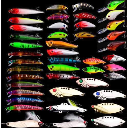 44PCS Fishing Lures Set,Hard Bait Lure with Treble Hook Swimbait Fishing Bait Sinking Lure for Bass Saltwater Freshwater