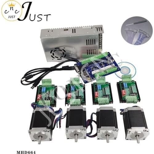 Promotion, CNC controller kit 4 axis, 4 TB6600 stepper motor driver Nema23 motor + power supply signal line
