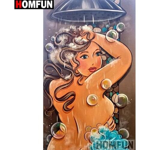 HOMFUN 5D DIY Diamond Painting Full Square/Round Drill "Bathing chart" 3D Embroidery Cross Stitch gift Home Decor A01406