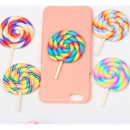 1pcs Big Clay Lollipop DIY Candy Slime Supplies Accessories Phone Case Decoration for Slime Filler Keychain Pendant