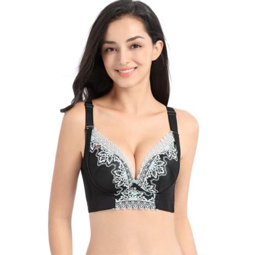 BCDE cup sexy large size bra embroidery gathered bra female large size cup lace lingerie