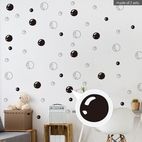 Black Bubbles Circle Wall Stickers Cartoon Cute Decals For Baby Nursery Rooms Bathroom Window Shower Tile Decoration