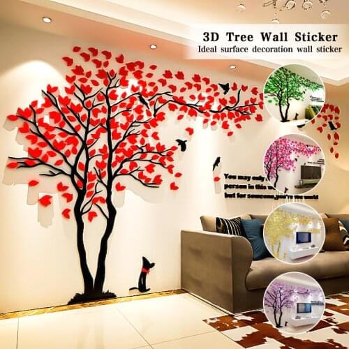 Tree Acrylic Decorative 3D Wall Sticker DIY Art TV Background Wall Poster Home Decor Bedroom Living Room Wallstickers