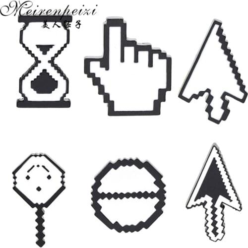 Cursor Enamel Pin White Window icon Arrow/Hand Cursor Lapel pin Brooch Computer Cursor Brooches Badges for friends women men