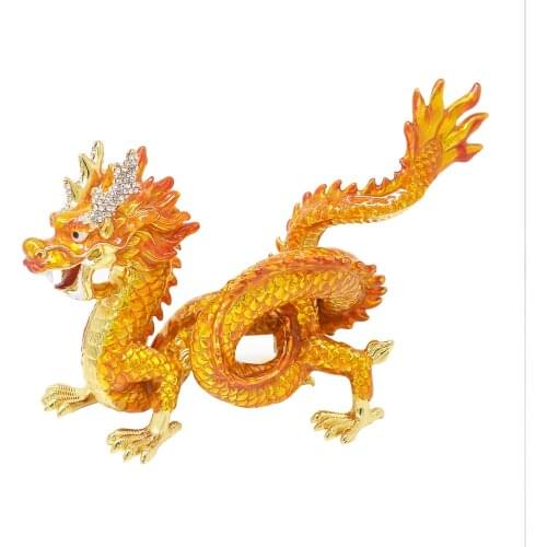 Chinese Magic Golden Earth Dragon Statue Sculpture Home Office Decoration Tabletop Decor Ornaments for Wealth Success Good Luck