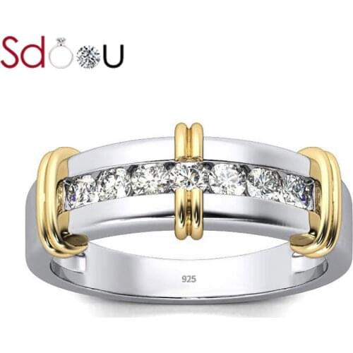 SDOOU Rings For Women 925 Silver Moissanite Ring Round Cut Diamond Classic Wedding Engagement Fine Jewelry For Women Luxury Gift