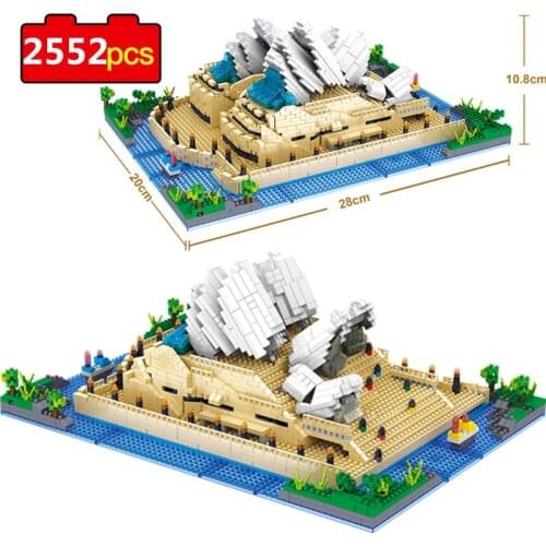 2552pcs World Architecture Sydney Opera House Model Building Blocks City Micro Mini Diamond Blocks Bricks Toys for Children Gift