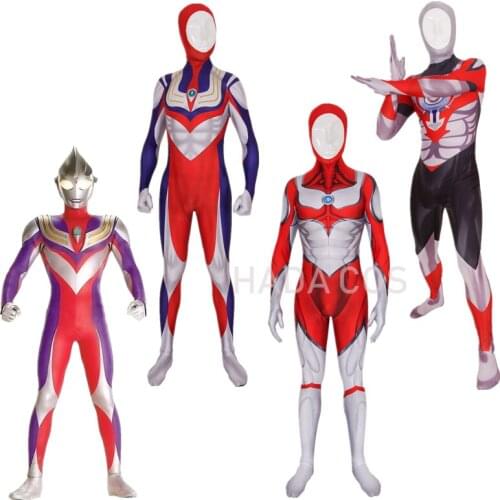 Ultraman Costume Cosplay Tiga/Jack/Orb Costume Lycra Superhero Bodysuit Halloween Costume Ultraman Adult/Kids Japanese Anime