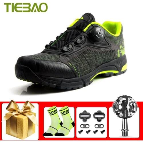 TIEBAO Leisure Cycling Shoes Men Women Breathable Self-locking Mountain Bike Sneakers Sapatilha Ciclismo Mtb SPD Racing Footwear