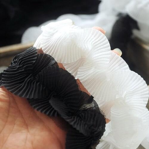 1M High Quality Lace Fabric Trim Black White Lace 5cm Applique Ribbon Chiffon Lace Materials For Sewing Craft Collar Dresses Q04