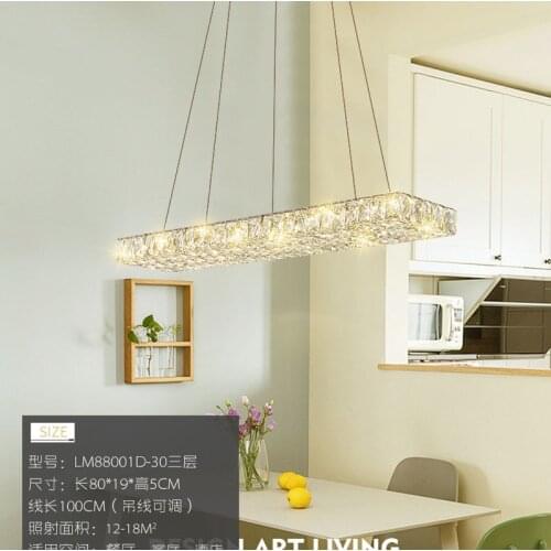L Restaurant light modern minimalist rectangular crystal chandelier creative personality bar lamp living room lamp home led