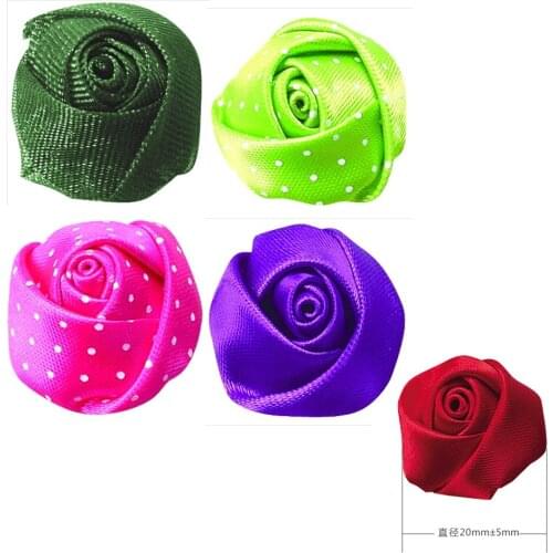 20MM Satin/Organza/Dots Ribbon Bud Rose Flower For Wedding Packing Cloth Hairbow DIY Crafts 200pcs Free Shipping