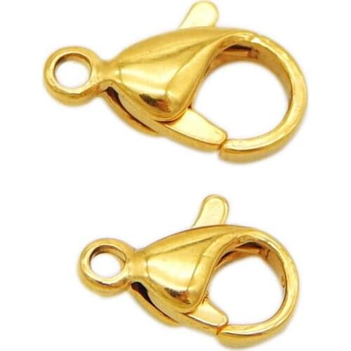 Hot selling 100pcs/lot 316L Stainless Steel Lobster Clasps 18K Gold Plated 10mm*5mm New Accessories for necklace/bracelet making