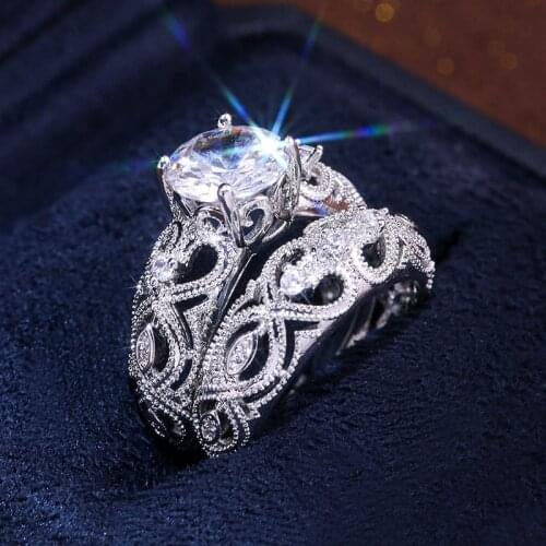 Milangirl Romantic Hollow Out Couple Two-piece Ring Engagement ring Anniversary Male And Female Rings