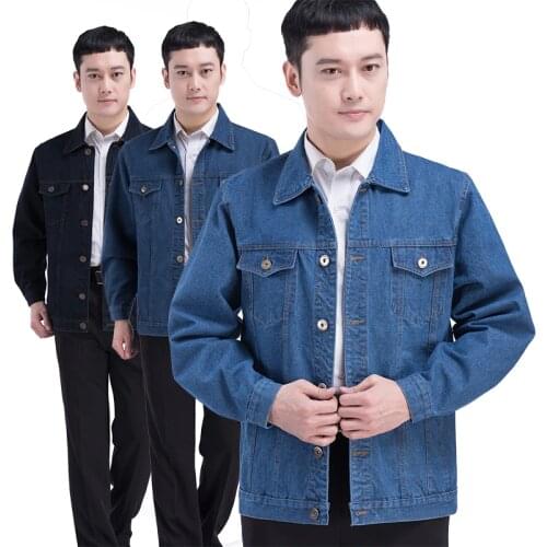 Men Clothes 2020 Denim Jacket Man Jeans Jaket Cotton Jacket Casual Mens Middle-aged Jacket Mens Shirt Wear Denim Jacket Daddy
