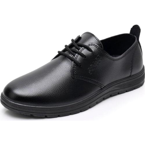 2021 New Mens Shoes Restaurant Work Flat Work Shoes Mens Shoes Antiskid Waterproof Soft Sole Casual Single Shoes Comfortable