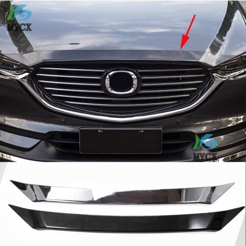 FIT For Mazda CX8 CX-8 CX 8 2018 2019 ABS Chrome Grille Grill Engine Hood Sticker Cover Trim Molding car styling 2 colours