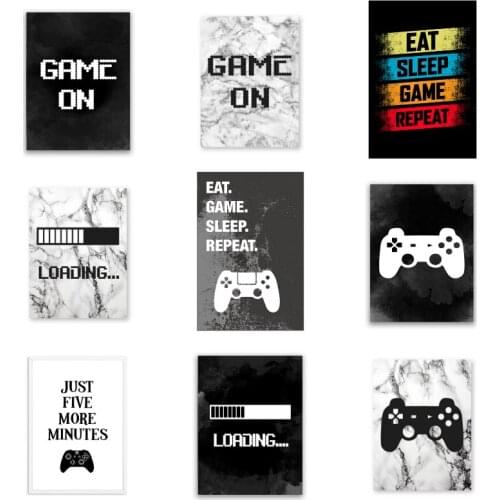 New Eat Sleep Game Repeat Gaming Adventure Poster Wall Art Canvas Painting Posters and Prints Wall Pictures for Room Decoration