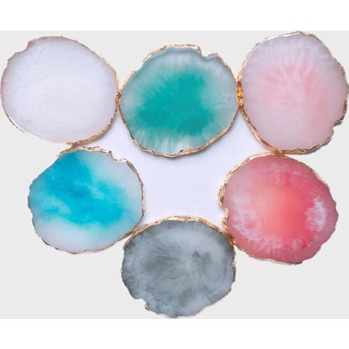 Nail Art Agate Resin Palette Shell Turpentine Golden Rim Glossy Texture Palette Foundation Mixing Nail Display Tool