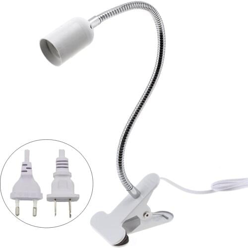 E27 Lamp holder clip Universal lamp head On off switch button Plugs For Desk bedside 40cm hose US EU plug ABS Lamp head