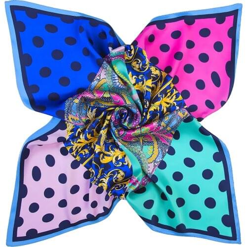 2021 summer square 33 color silk scarf fashion print ladies luxury hair band turban handkerchief head female beach shawl ML15
