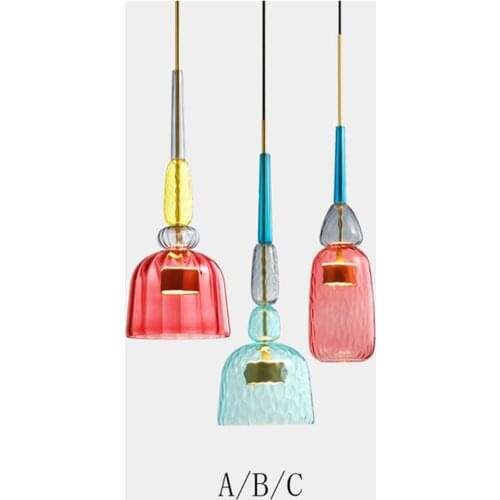 Nordic Colorful LED Pendant Lights for Home Decoration Lamp Living Room Bedroom Lamp Indoor Glass Hanging Lamp Lighting Fixtures