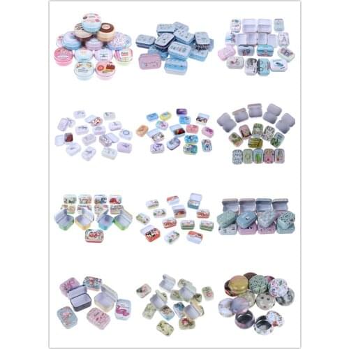 1PCS Portable Pill Box Metal Tin Jar Boxes Round / square Small Medicine Case Moisture-proof Travel Pill Box Random