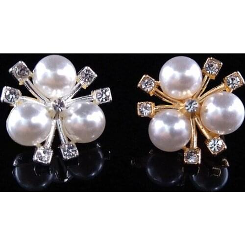 10pcs/lot Rhinestone Pearl Flower Shape Hand-sewn Buttons DIY Fashion Handmade Materials Children Headband Accessories