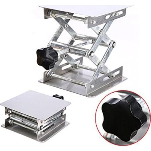 Stainless Steel Adjustable Lab Stand Table Rack Scissor Lab-Lift Lifter for Science Experiment 100 x 100mm Woodworking Benches