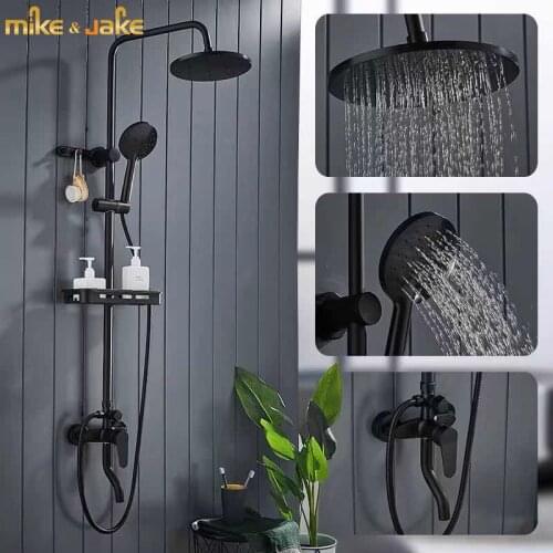 Luxury matte black shower set rainfall shower hot and cold bathtub shower mixer set Bath Shower bidet Faucet