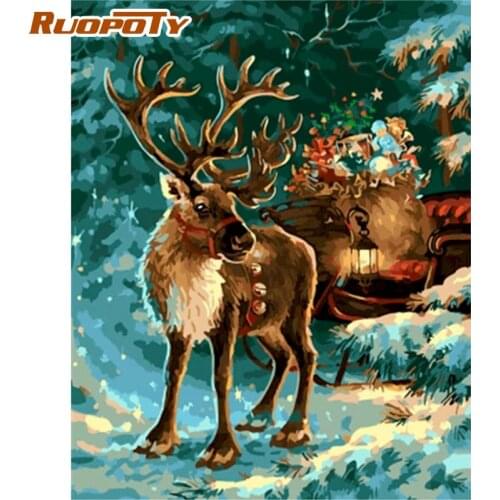 Christmas reindeer oil Painting By Numbers Kits Acrylic abstract paint by numbers Picture On Canvas For Wall Art Picture