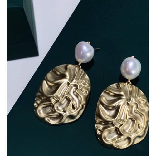 Natural Fresh-water Pearls Drop-Earrings,High quality women earrings irregular geometry design for Wedding party work Decoration