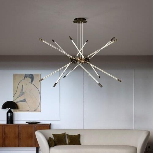 Dining Living Room LED Chandelier Lighting Black Or Gold Copper Luxury Hanging Lamp Bedroom Lobby Creative Multi-head Fixtures