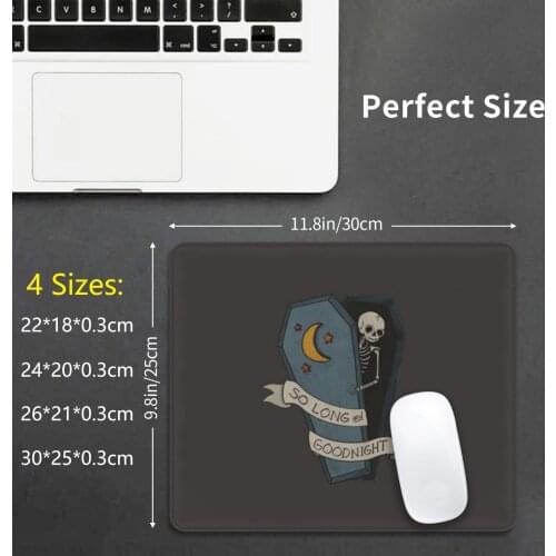 So Long And Goodnight Mouse Pad DIY Print Skeleton Coffin Skull Halloween Spooky Ribbon Bones Emo Pop