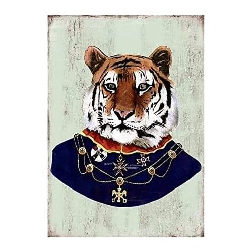 Tiger Vintage Style Metal Sign Iron Painting for Indoor & Outdoor Home Bar Coffee Kitchen Wall Decor 8 X 12 Inch