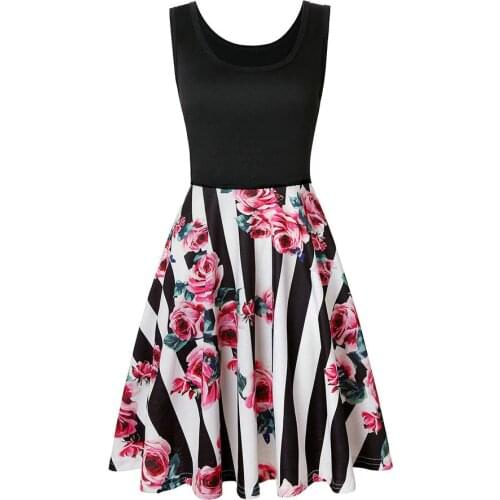 Summer Beach Dress Women Casual Summer Beach Scoop Neck Sleeveless Soft Striped A-line Sun Dress Vestidos Mujer Verano 2021