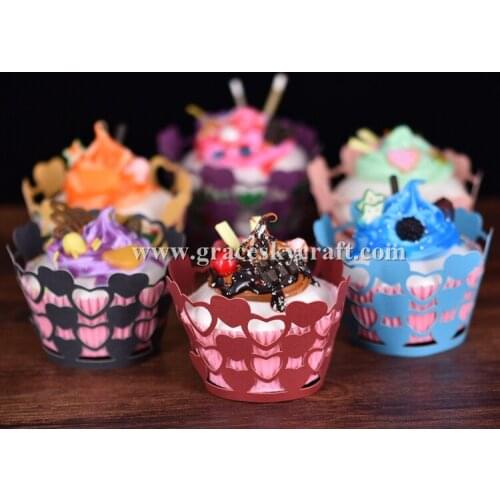50pcs free shipping Laser Cut 2017 New Love heart design Cupcake Wrappers Wedding Birthday Party Supplies Home Decoration Tools