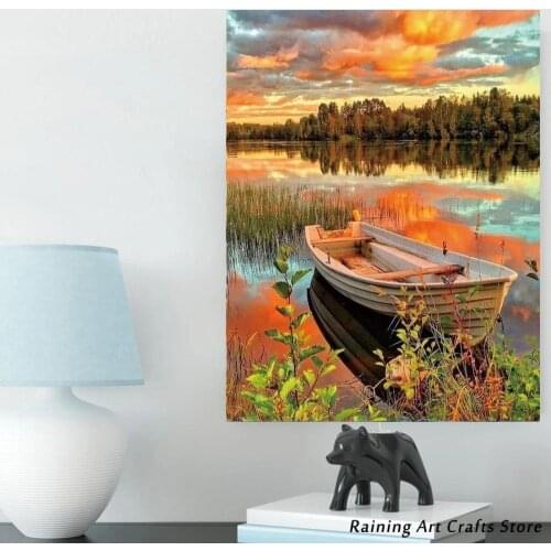 5D Diamond Painting Nature Landscape Full Round Square Drill Lake Forest Cross Stitch Kits Mosaic Pictures Home Decoration Gifts
