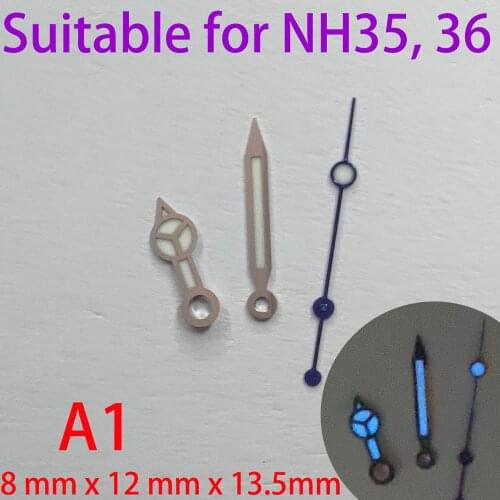 A1 suitable for NH35 watch pointer, watch accessory hand green/blue super luminous watch custom accessory watch parts nh35，nh36