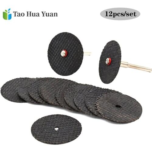 12pcs Resin Cutting Disc Grinding Wheel Abrasive Cutting Discs Mini Drill For Dremel Rotary Tool Accessories 10pcs & 2 Mandrels