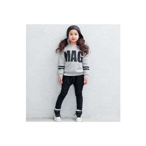 2016 Kids clothing set Spring autumn Cotton Girls Clothes set Children Suits Trendy fashion Girls,coat+pant