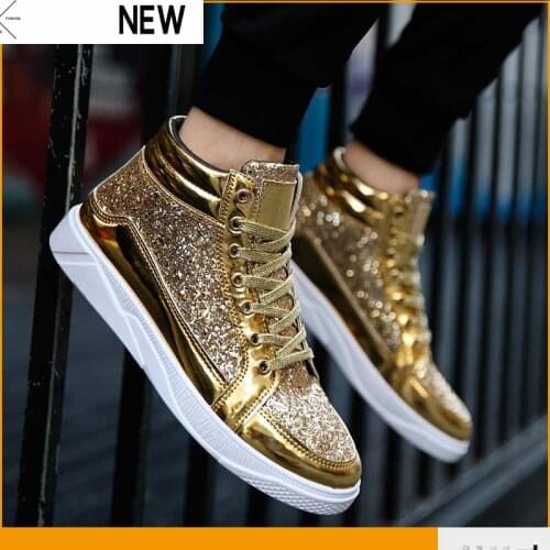 Breathable High Top Men Casual Sneaker Plus Size Luxury Brand Mens Spring Shoes Sequins Sneakers Male 2021 Trend Trainers CD