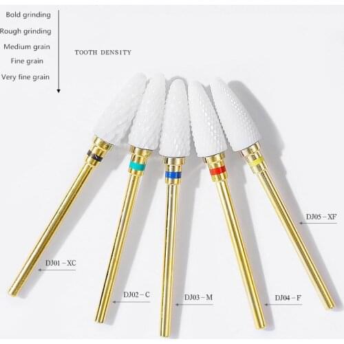 5pcs Ceramic Nail Drill Bit For Electric Manicure Drills Machine Milling Cutter Nail Files Manicure Cutter Nail Art Tools
